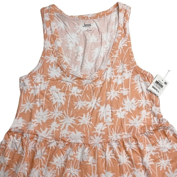 Jenni Sleeveless Tiered Chemise Dress Nightgown Juicy Melon Palm Trees Small New - Picture 3 of 7